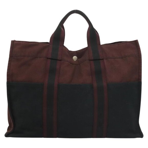 HERMES Fourre Tout MM Hand Bag Canvas Navy Auth ti3264 - Picture 1 of 16
